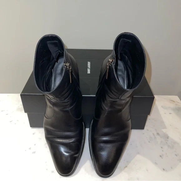 Saint Laurent Men’s Black Wyatt 40 Zip Boots 43 - Picture 3 of 5